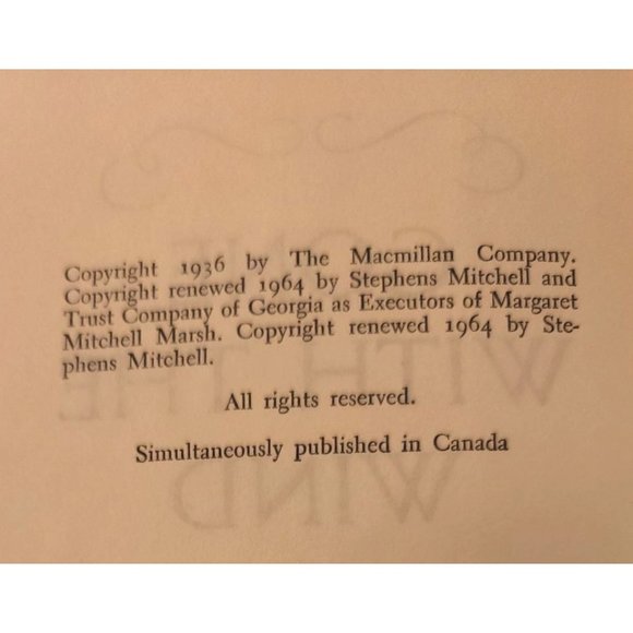 Vintage 1964 Gone With The Wind By Margaret Mitchell The Macmillan Co New York - Picture 8 of 12
